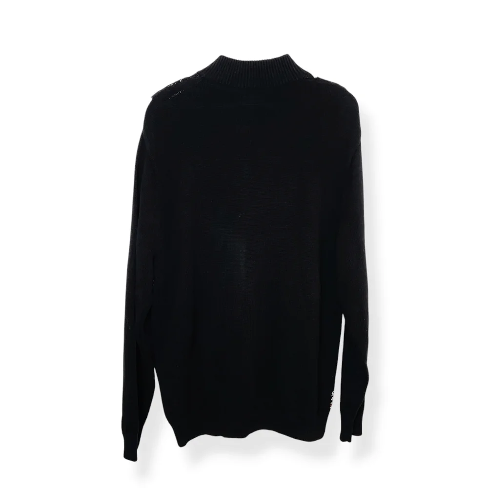 Vintage Chaps Nordic Black 1/4 zip Sweater Fighting Deer Snowflake Mens Large